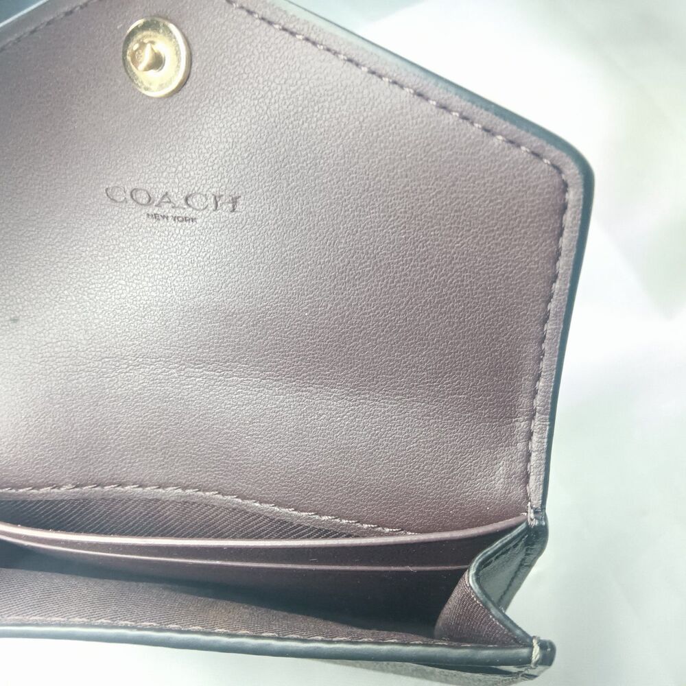 Coach Flap Card Case In Signature Canvas Brown Card Wallet - Picture 6 of 7